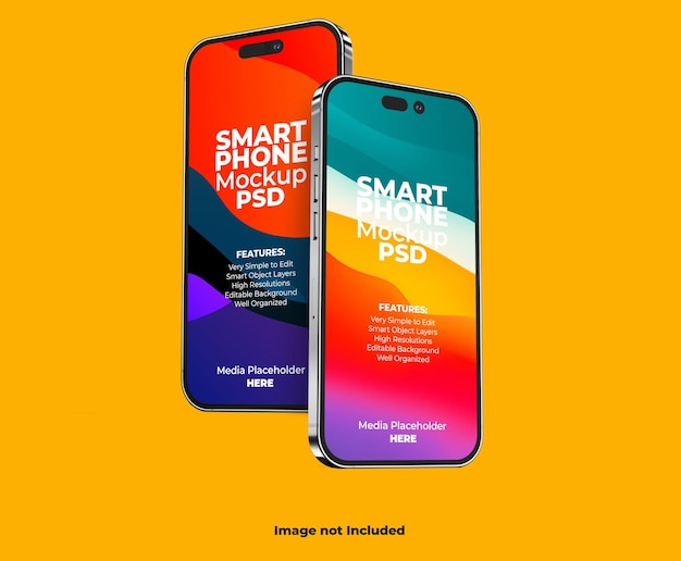 Modello realistico di mockup dello schermo per smartphone 3d per iphone 14 pro max con sfondo modificabile psd