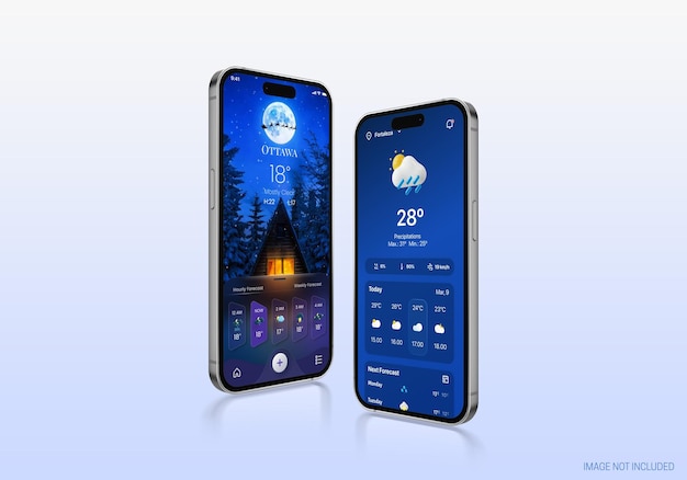 Modello realistico di mockup dello schermo dello smartphone per iphone 15 pro max 3d con sfondo modificabile