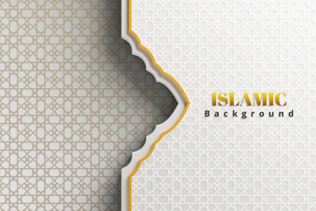 PSD realistic islamic arabic golden ornament border luxury background with arabesque pattern