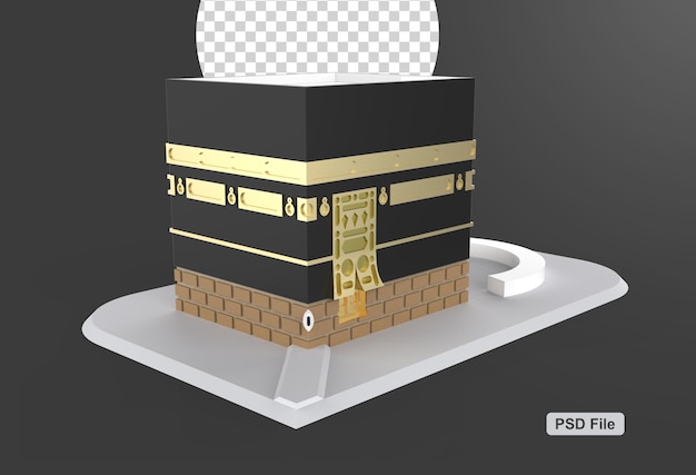 Realistic islamic icon kaaba mosque 3d isolated