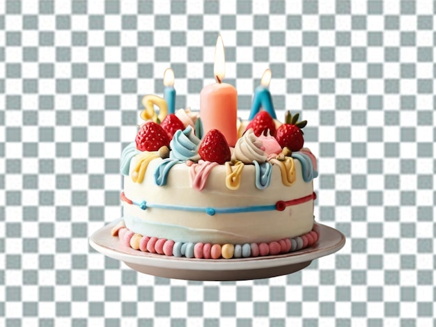 PSD 透明な背景にリアルな孤立した装飾された誕生日ケーキ