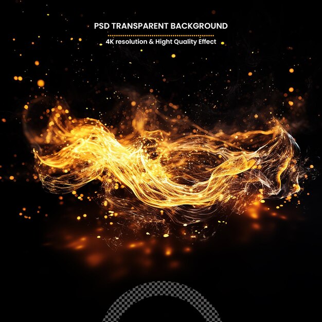 PSD realistic isolated fire effect for decoration and covering on black background