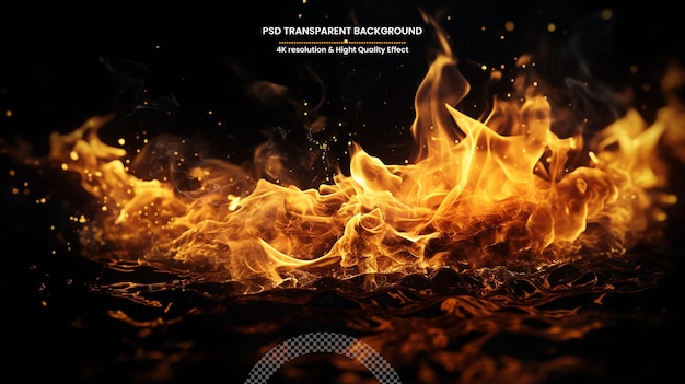 Realistic isolated fire effect for decoration and covering on black background