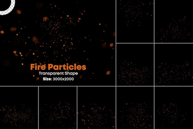リアルな孤立した火花と粒子の透明な形状