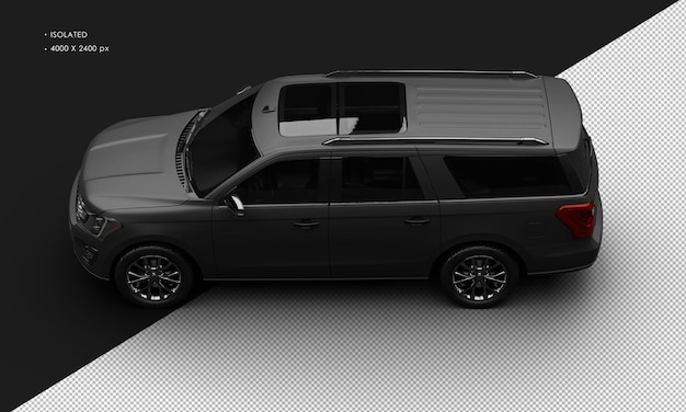 Realistic isolated matte black luxury modern suv car from top left view