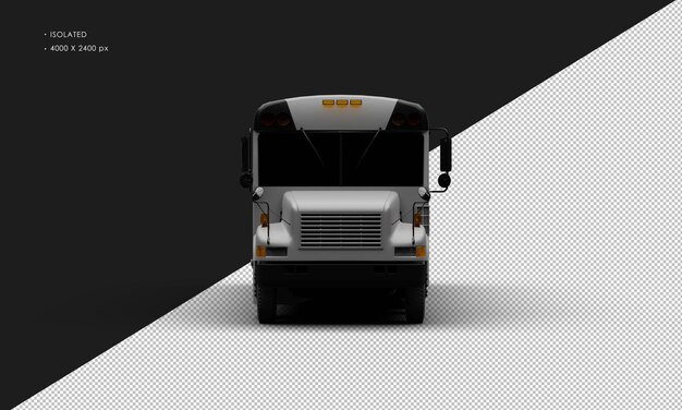 PSD realistic isolated matte grey conventional passenger bus from front view