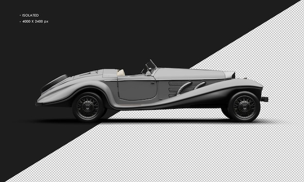 PSD realistic isolated matte grey elegant classic vintage car from right side view