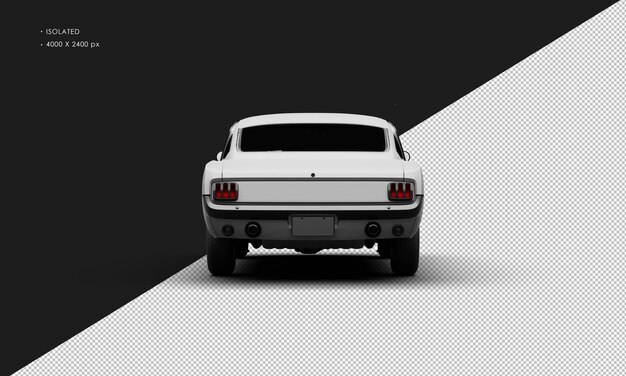 Realistic isolated matte grey sport classic muscle car from rear view