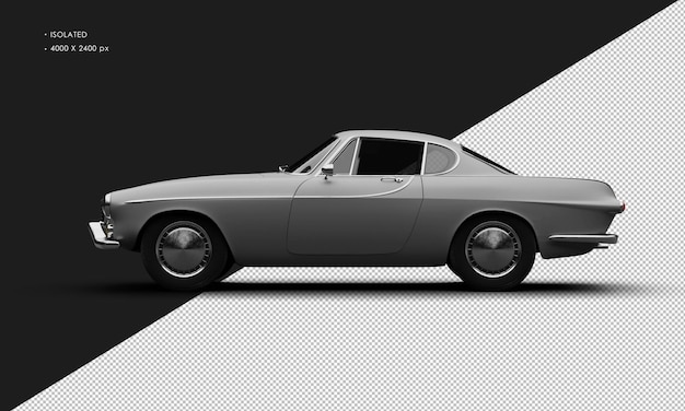 PSD realistic isolated matte grey vintage classic car from left side view