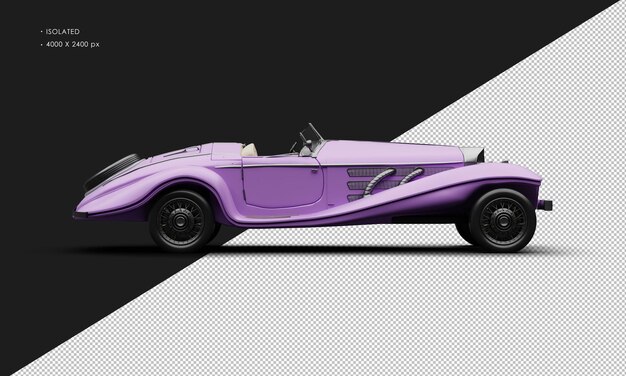 PSD realistic isolated matte purple elegant classic vintage car from right side view