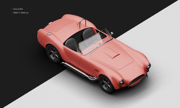 PSD realistic isolated matte red classic vintage sport car from top right front view