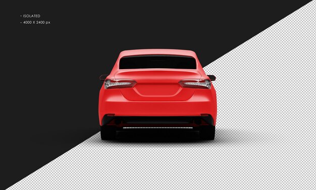 Realistic isolated matte red luxury elegant city sedan car from rear view