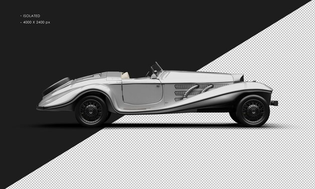 PSD realistic isolated metallic grey elegant classic vintage car from right side view