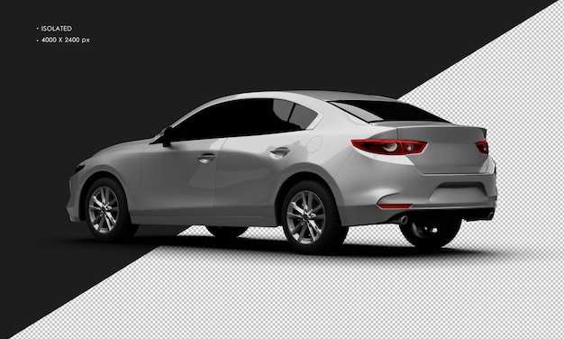 realistic isolated metallic grey modern sport city car from left rear view