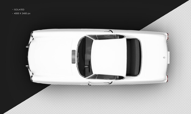 Automobile classica d'annata bianca metallica isolata realistica dalla vista superiore