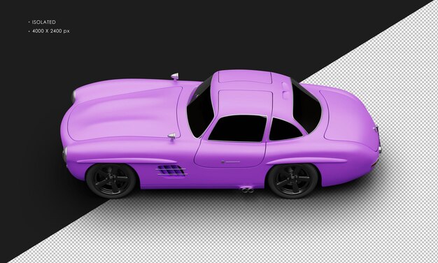 PSD realistic isolated realistic matte purple sport classic city sedan car from top left view