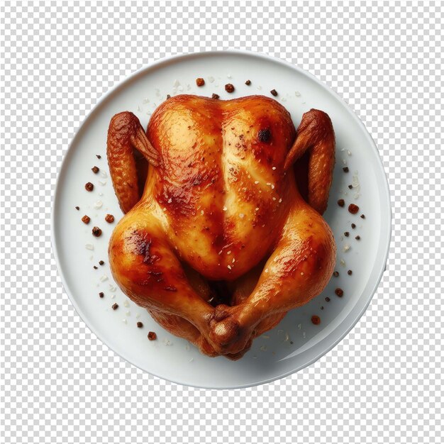 PSD realistic isolated roasted chicken on transparent background