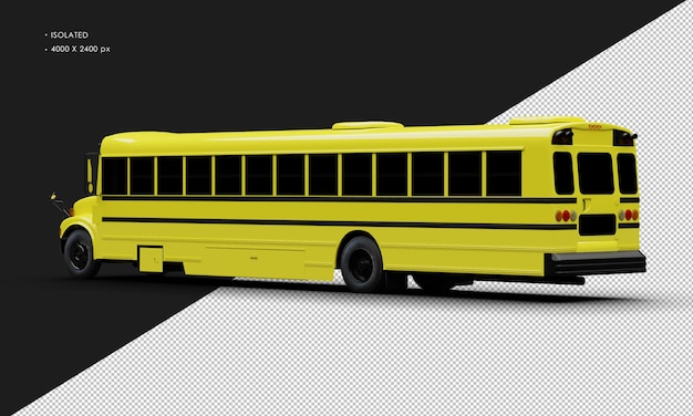 PSD autobus passeggeri convenzionale giallo lucido isolato realistico dalla vista posteriore sinistra