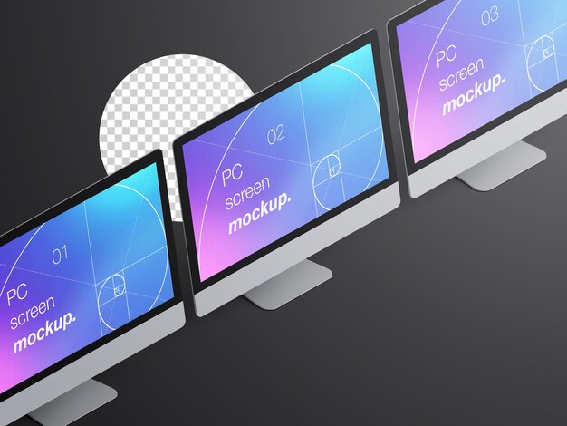 realistic isometric mockup isolated of desktop computer device screens