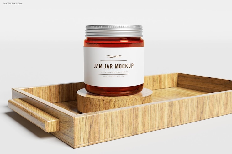 PSD realistic jam jar mockup