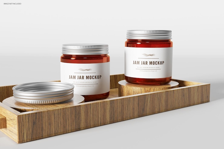PSD realistic jam jar mockup