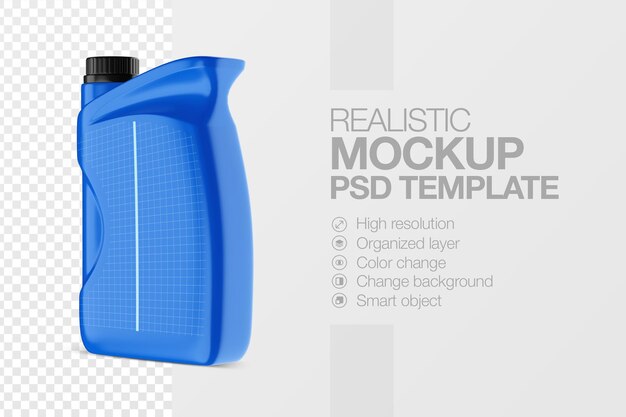 PSD realistic jerrycan mock up template side view