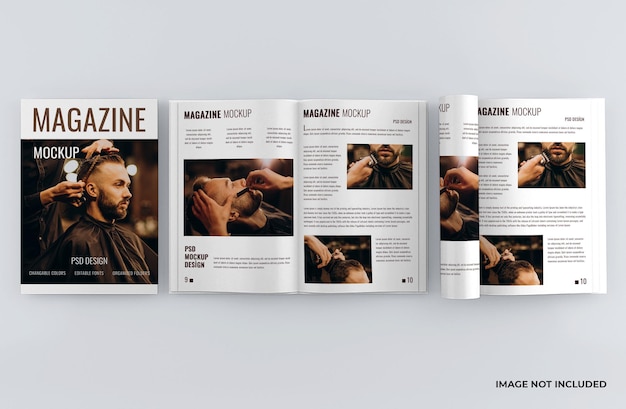 Realistic journal or magazine mockup template