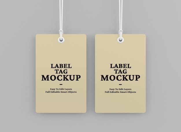 PSD design realistico del mockup del tag dell'etichetta