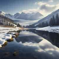 PSD realistic landscapes reflected in the lake