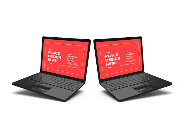 Realistic laptop mockup template isolated