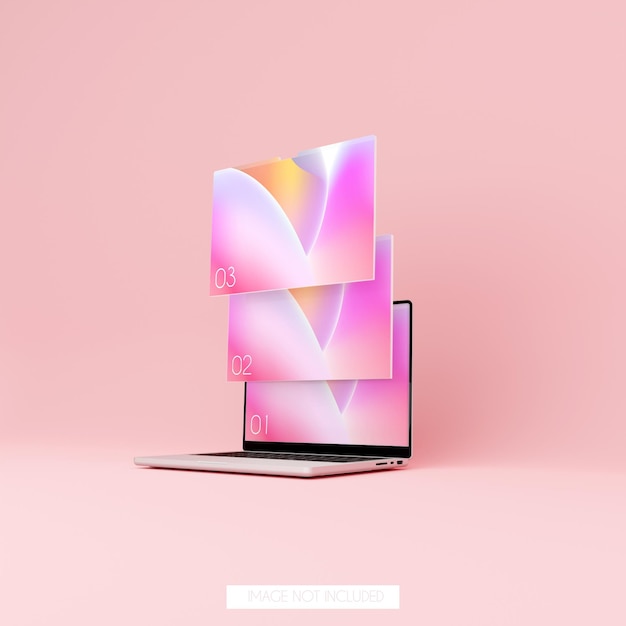 Realistic Laptop mockup with multiple screens