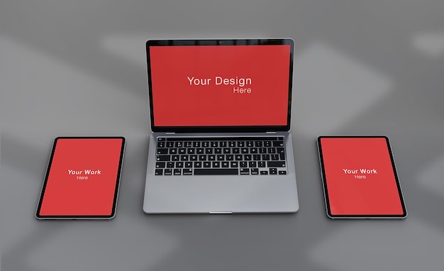 PSD realistic laptop and pad mockup design psd