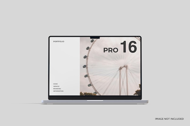 PSD realistic laptop pro 16 inch screen mockup