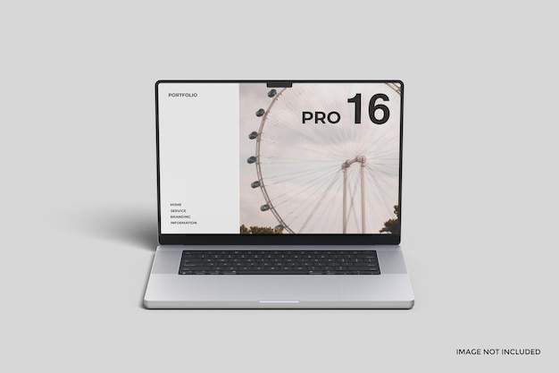 Realistic laptop pro 16 inch screen mockup