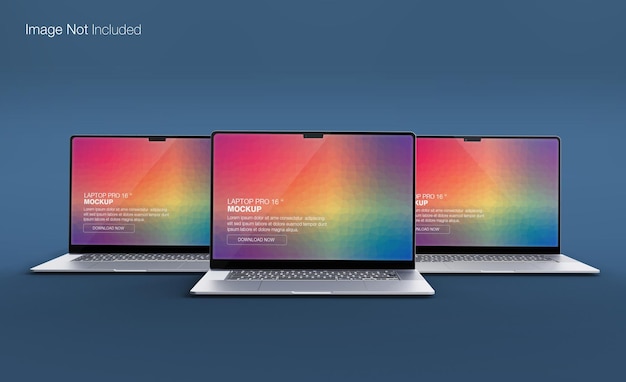 Realistic laptop pro with front and side view mockup design