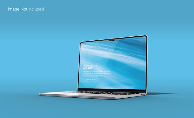 Realistic laptop screen mockup design with side view