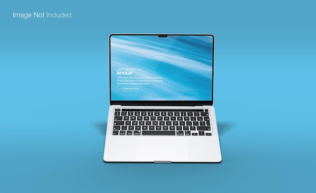 Realistic laptop screen with front view mockup design