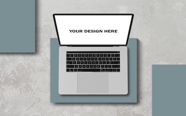 PSD realistic laptop top view mockup free psd