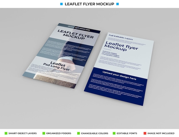 PSD realistic leaflet flyer mockup design