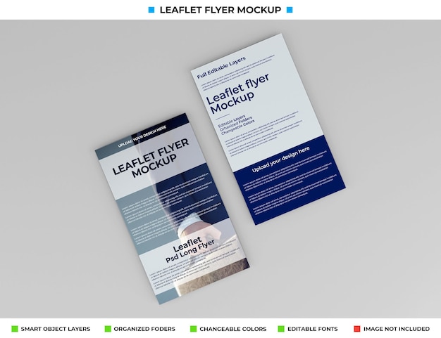 PSD realistic leaflet flyer mockup design