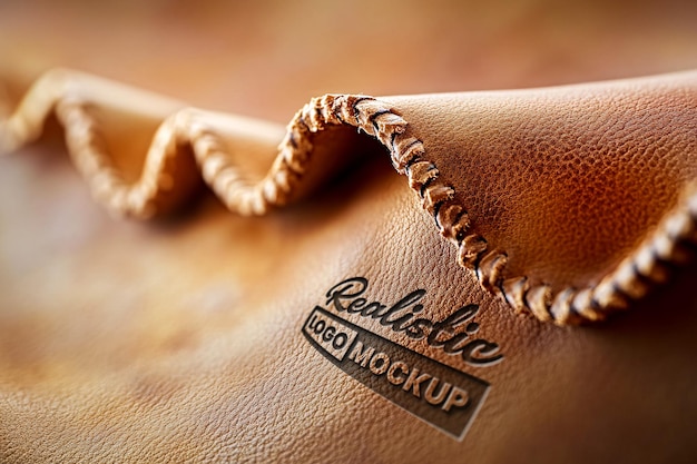 realistic leather logo mockup