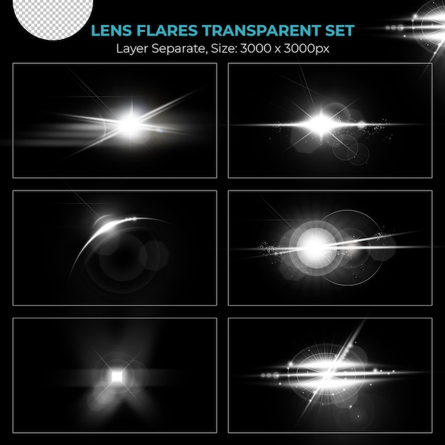 PSD realistic lens flare lights effect collection