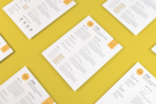 Realistic letter sized curriculum vitae mockup tempate