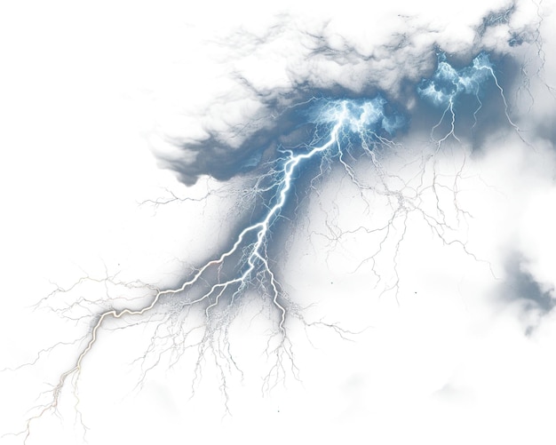 PSD realistic lightning strikes on transparent background adding drama and intensity to your designs