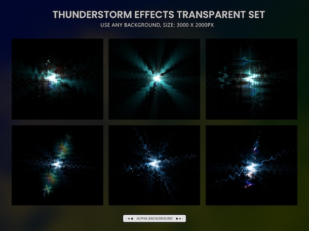 Realistic lightnings and thunder bolts of thunderstorm effects