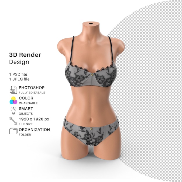 PSD file psd di modellazione 3d di biancheria realistica