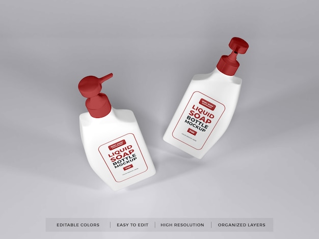 PSD realistic liquid soap bottle packaging mockup