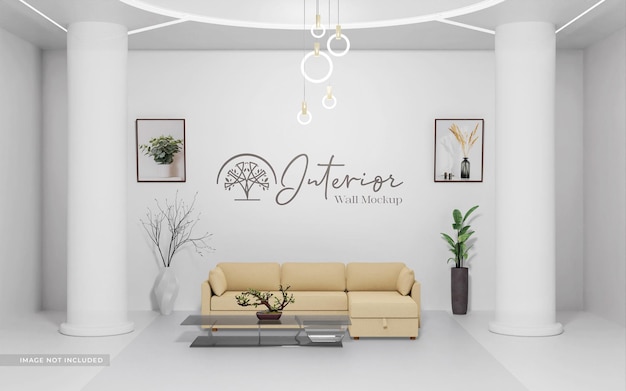 Realistic living room interior wall mockup