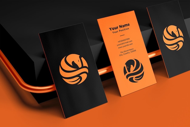 Realistic logo and business card mockup