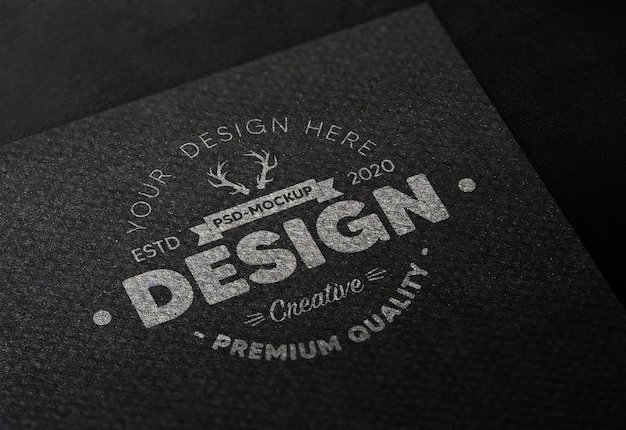 PSD mockup logo realistico in carta nera